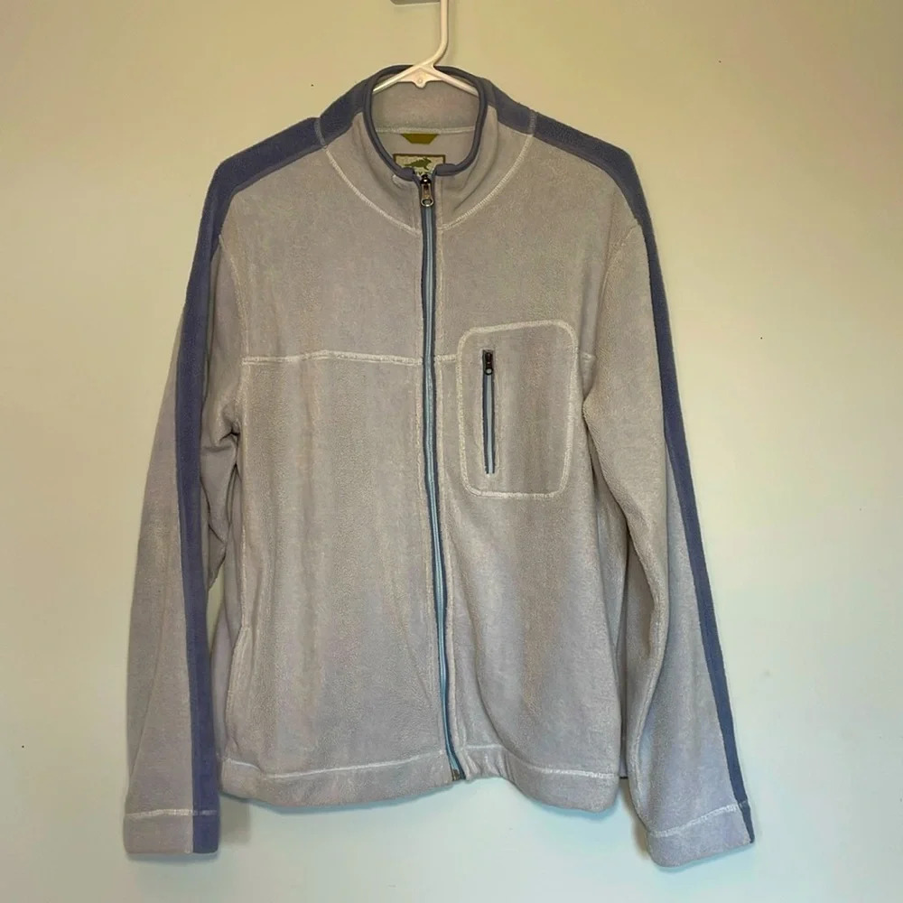 Horny Toad women’s size XL fleece full zip sweater pocket two tone blue